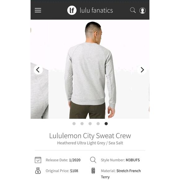 Lululemon City Sweat CrewHeathered Ultra Light Grey / Sea Salt Size Small - Picture 7 of 8
